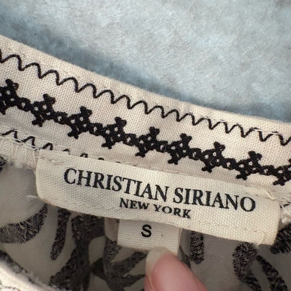 CHRISTIAN SIRIANO Linen Blend Blouse Size S Cream Floral Lace Puff Bohemian - Picture 4 of 5